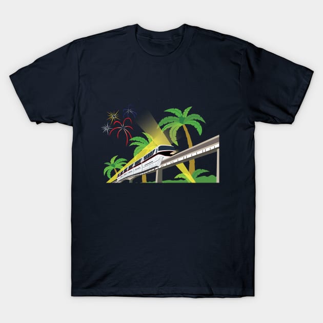 WDW Monorail at Night T-Shirt by JDesigns77